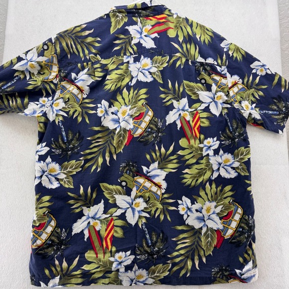 IZOD Hawaiian Shirt Surfboard Floral Print Button Up Shirt XL Relaxed Casual - Picture 10 of 10